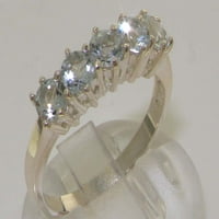 Britanci napravio 14k bijelo zlatni prirodni akvamarinski ženski prsten - veličine opcija - veličine