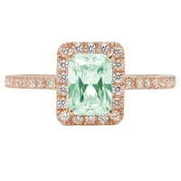 1,86ct smaragdni rez zeleni simulirani dijamant 18k ružičasto zlato Angažovanje halo prstena veličine