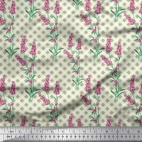 Soimoi zelena pamučna čekotina od pamučne voile, lišće i ružičasta cvjetna otisnuta tkanina od tiskane