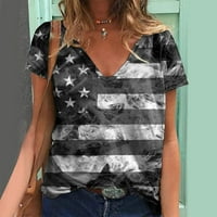 Dan nezavisnosti za žene ispisuju dnevne ljetne košulje za ženske V izrezom na vrhu američke 4. srpnja