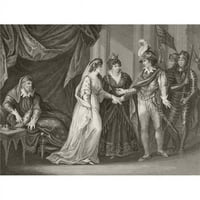 Posteranzi Henry protiv Engleske uzimati ruku Catherine, kćeri Charlesa VI Francuske, viđen s lijeve