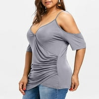 Modni ženski plus size od izreza asimetrične majice na hladnom ramenu V-izrez