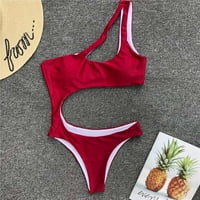 Kupaći kostimi Žene Kontrola trbuha Jedno rame za rezanje visokog struka Bikini set Crisscross kupaći