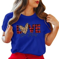 Smiješne majice za žene vole srce tiskano o-vrat kratkih rukava TOP Ležerna modna pernačka bluza Streetwear