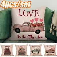 Sretan datum Valentine Dan Jastuk pokriva puno ljubavnih kamiona Set tiskanog jastučnice Dekorativni