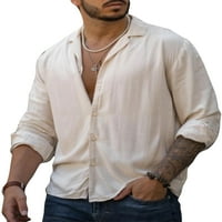 Sanviglor Muške majice dolje bluza rever na vratu Jednoj grudi Tunika košulje za grudi Travel White