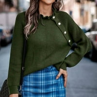 Anuirheih Crewneck pletene džempere za žene labavi fit casual dugačak dugih rukava valoviti vrat pleteni