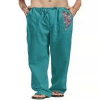 Grianlook muške lagane hlače od pune boje elastični struk sa džepovima Hlače Yoga perjem za ispis