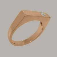 Britanska napravljena pravi solid solid od 10k ružičarskih zlatnih prirodnih dijamanata Muške prsten