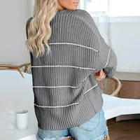 Prevelizirani džemper kardigani prevelirani prugasti pleteni džemper