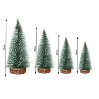 4-sizeni božićni ukrasi tableta minijaturna Xmas stabla sa štandom mini umjetni četkica za četkicu četkica sa snježnim borovom drvećem Sisal stablo za božićne zimske zanatske dekor zanata