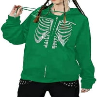 Dabuliu ženske zip up hoodie slatka prevelika prevelika skeletna grafička dukseva Y2K Streetwear plus