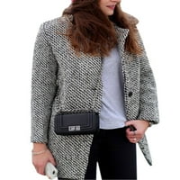 Plus size za žene HoundStooth kaput vuneni rov dugački kaput casual zimske prevelike jakne od klasične