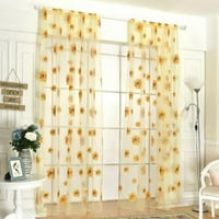 Aosijia Sheer Curtains žuti suncokret za ispis Sheer prozora za zavjese za zavjese za dnevnu sobu DEKOR