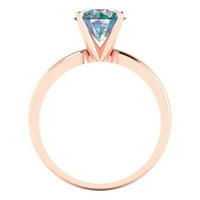 1. CT sjajan okrugli rez Clear Simulirani dijamant 18K ružičasto zlato pasijans prsten sz 6