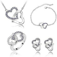 Kristalno srčani lanac ogrlica nakita nakit set ženskog poklona