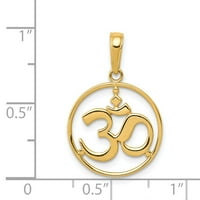 14K žuti zlatni šarm privjesak za rezanje okruglih okvira Yoga OM simbol