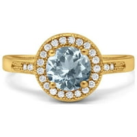 14K zlatni 0,94ct okrugli umjetnost deco prirodni dijamantski angažman vjenčani prsten veličine 9
