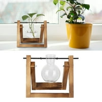 Postrojenje teretni komplet, staklena vaza sastavljač sa platnom sastavljačem za sačiću od žarulja Staklena vaza dekorativna za dom za vrt za hidroponiku za uredski drveni okvir + boca