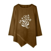 Amousa majice za žene, dugih rukava Ležerne prilike ljeto ispišene pamučne konopljene konoplje Tunnike