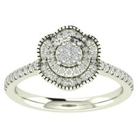 Araiya 10k bijeli zlatni dijamantni prsten, veličine 10
