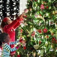 Božićni drveni ukrasi postavili su drvene viseće zateme za Božičari poklon oznake Decor Party Dekoracije
