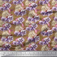 Soimoi baršun tkanina Insekt, pansy i žuti cvijet cvjetni dekor tkanina tiskano dvorište široko