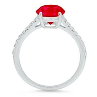 2.21ct ovalni rez crveni simulirani ruby ​​18k bijelo zlatni godišnjica za angažman prsten veličine
