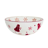 Euro Ceramica Winterfest Keramički okrugli zdjelu, crvena i bijela