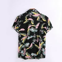 CLLIOS MUŠKA TROPIČNA PRINT Havajska majica Ljetni kratki rukav majica majica rever-grudi labavi zabava