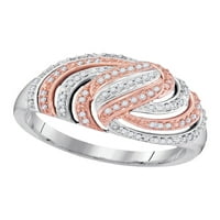Jewels 10kt bijelo zlato Žene Okrugli dijamantni prugasti ružinski tonski modni prsten CTTW