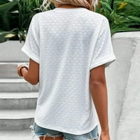 Rewentinki ženska modna casual čvrsta gumba V rect majica za majicu Bluza bijela 6