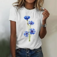 Žene T majica Loop grafički jednostavni cvjetni tisak kratkih rukava s o vratom Osnovni pulover Labava