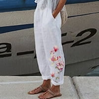Ženske ljetne lagane pamučne pantalone Vintage Bohemske cvjetne printske plaže Hlače Ležerne prilike
