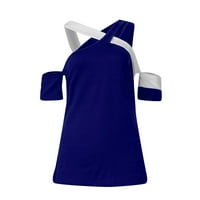 Cleance Womens Ljetni vrhovi Crew Crt Solid bluza Casual Women Bluzes Kratki rukav moda, plava, xl