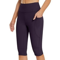Capri gamaše za žene visoka struka Dužina koljena kratke hlače Yoga ljetni trening, ženske kapri-rupe s džepovima vježbanje rastezljivosti