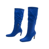 Ritualay Ženske cipele Square Toe Boot koljena Visoke zimske čizme Udobna ne klizačka haljina Party Stiletto peta plava 6