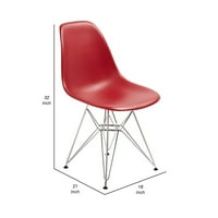 Louie Moderna bočna stolica, hrom gotove noge, upečatljivi crveni finiš - Saltoro Sherpi