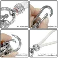 Pleteni taster za ključeve D oblik Ključ za ključeve Pom Pom Carabiner Clip Flamingo Crystal Bling tipke