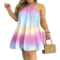 Dame Ljeto Plaže Sundress cvjetni print kratke haljine mini haljina bez rukava seksi seksi seksi Rainbow