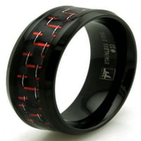 Crni nehrđajući čelik crveni karbonski karbonski vlakni za WEDIDNG BAND prsten