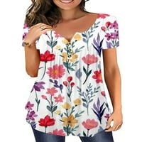 Paille ženska majica kratki rukav ljetni vrhovi V izrez majica casual radna tunika bluza cvjetni 5xl