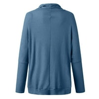 Ženske modne džempere za žene plus veličine jesen i zima labav solid u boji nepravilni hem ubodeći kožnju