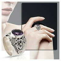 Nakit Retro lično ličnost Ametist prsten tajlandski srebrni cvjetni prsten nakit poklon