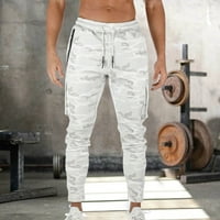 Mortilo teretni hlače za muškarce, više džep džepne džepne sportske casual fitness muške hlače bijele