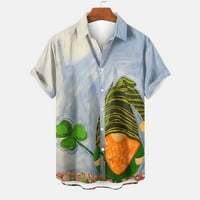Muška gumba za irsku zastavu Down majica St. Paddy's Havajska majica Plaža na plaži kratki rukav V-izrez