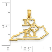 Carat u Karatsu 14K žuto zlato Čvrsto Kentucky State Privjesak šarm sa 10k žutom zlatnom laganom užad