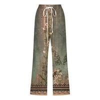 Gatrrgyp duge hlače za žene, ženske ležerne čvrste elastične struke labave hlače sa džepom kaprisu