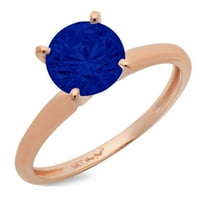 Simulirani plavi safir 18K ružičasti zlatni godišnjički angažman ružičastog zlatnog angažovanog prstena