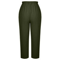 Airpow Clearance Cropped hlače Modne žene Ljeto Ležerne prilike, Labavi pamučni i posteljina džepa Solid Capris hlače zelena xxl